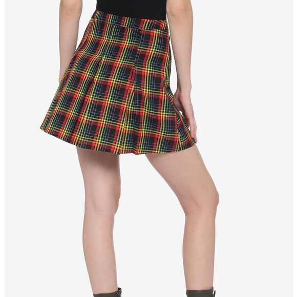 Hot Topic skirt Small Rainbow Plaid Double Buckle Pleated Pride schoolgirl mini - Picture 15 of 15